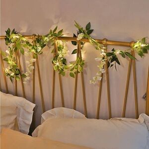 Artificial White Floral LED Fairy Lights Vine Garland, 4-pack